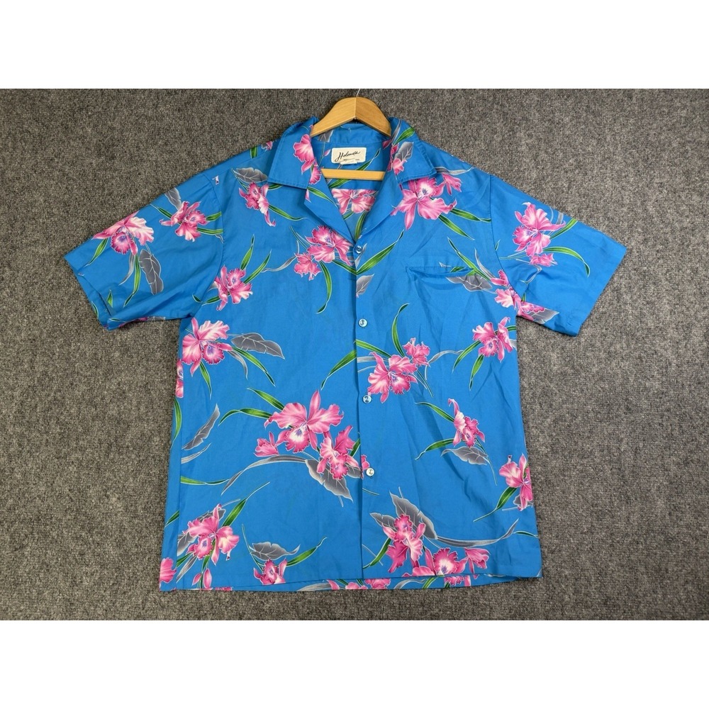 Vintage 80's Helena's Floral Print Hawaiian shirt Size Large Made In Hawaii